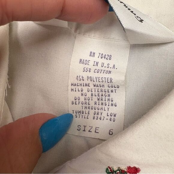 Vintage Sharon Young Westy Scotty Dog Shirt Button Embroidered size 6 - Picture 7 of 10